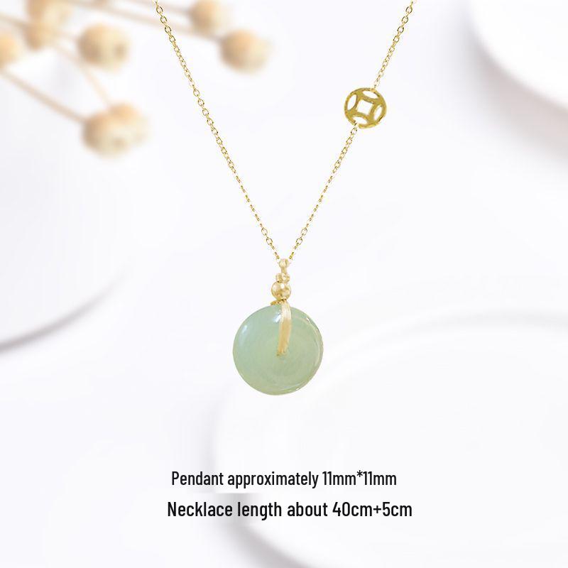 Hetian Jade Necklace: 2025 Women's Jade Pendant Choker with Peace Buckle Clavicle Chain In New Chinese Style