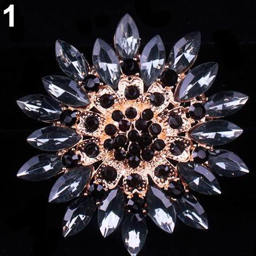 Fantastic Shiny Alloy Rhinestone Flower Wedding Bridal Bouquet Brooch Pin
