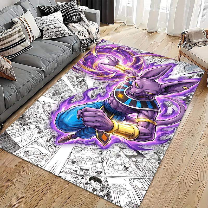 Purple Cat Warrior Design Carpet suitable as a non-slip mat for the living room or bedroom sofa