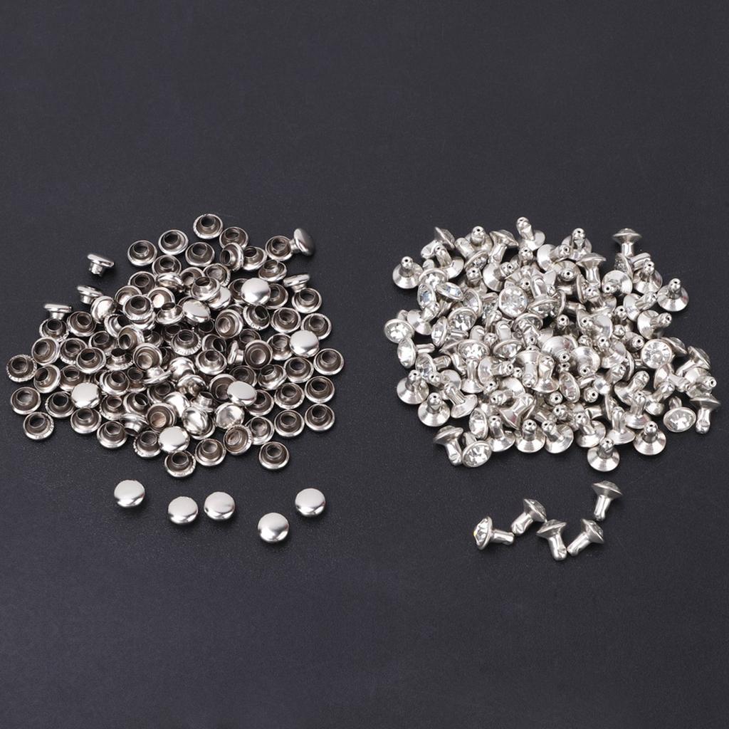 100pcs Cloth Crystal Inlay Rapid 6 7mm Rivets Spots Studs Cap for DIY Leather Craft Decoration