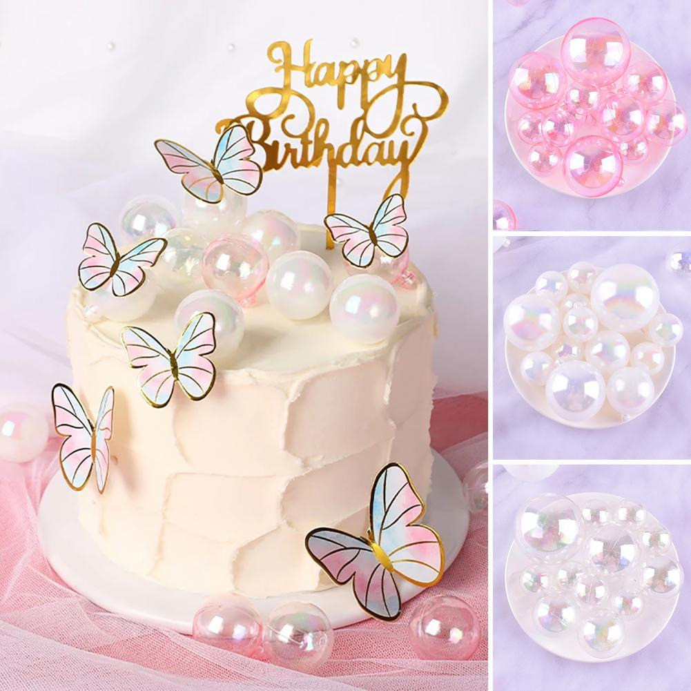 10 Pcs Cake Decoration Ball Transparent Lasers Christmas Tree Wedding Party Cake Topper Baking Ornaments Wedding Bakery Supplies