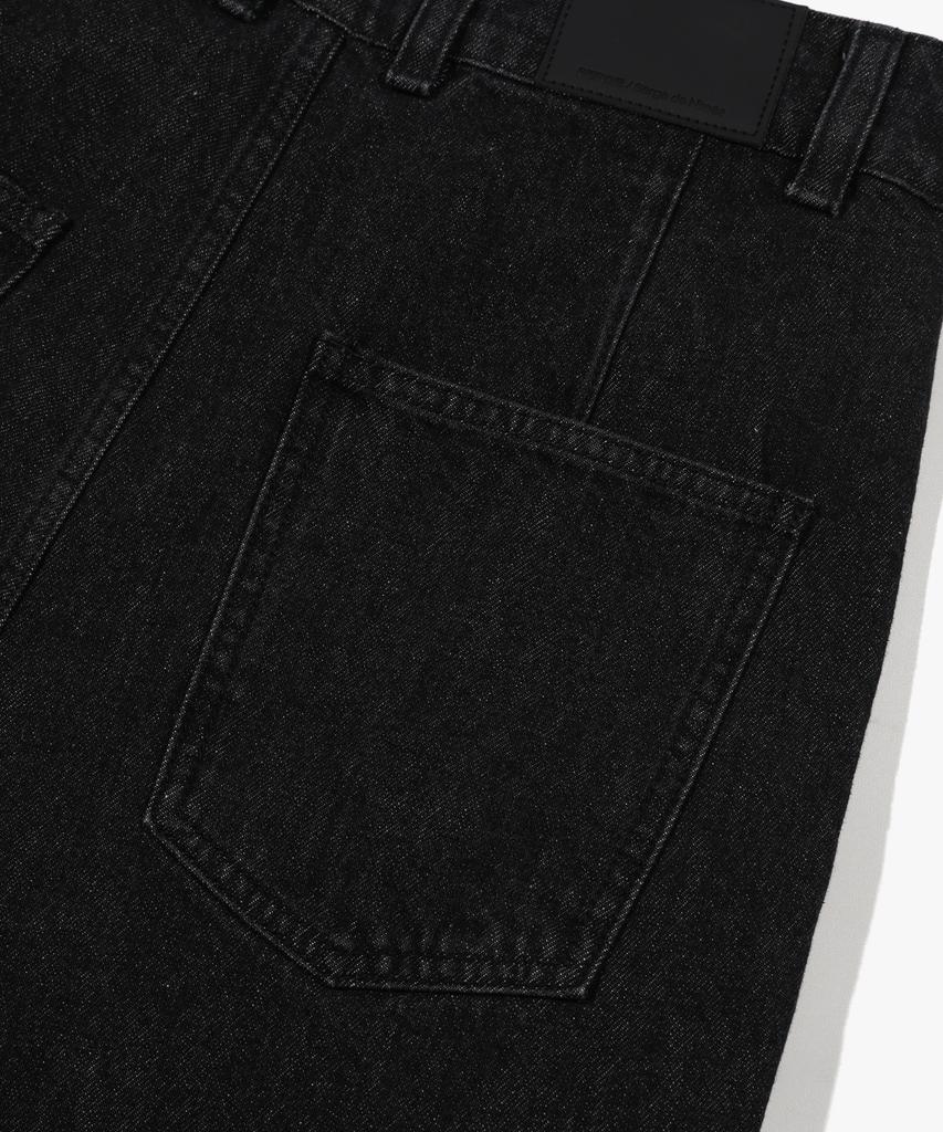 Seleuji Double-Pleat Wide Denim Pants V8_Black