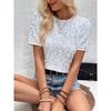 Sequined Crew Neck Summer Women Blouse Commuter Loose Short Sleeved Top Women's Casual Elegant T-shirt Fashion Simple Streetwear Sweet Simple Shirts