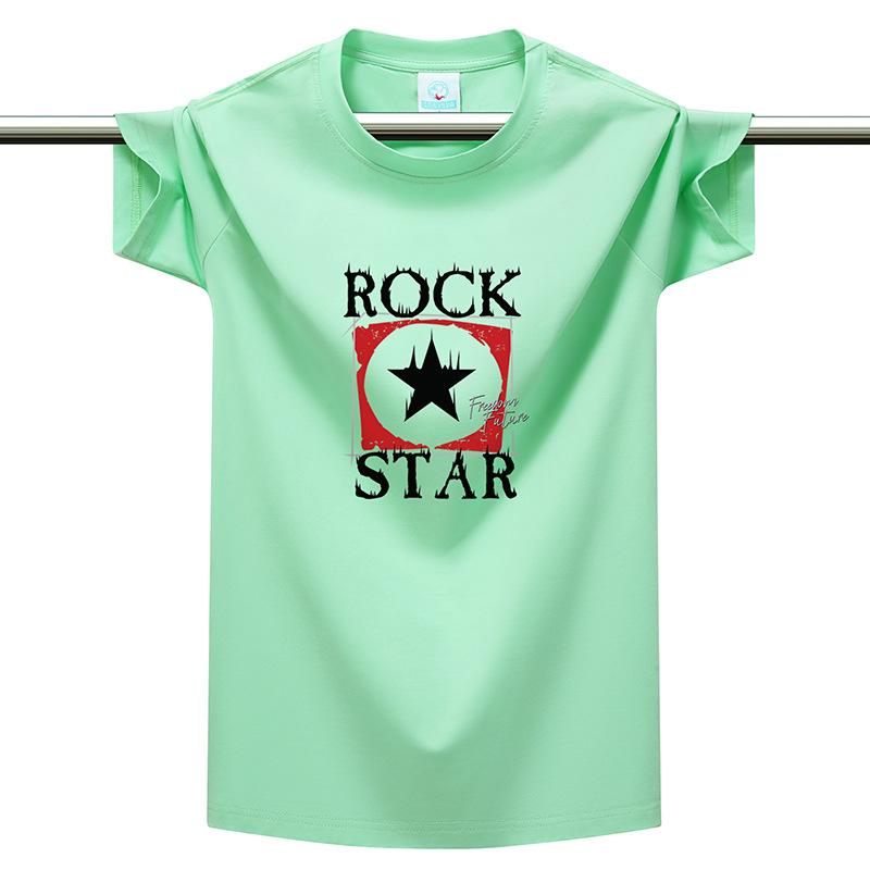 220g Heavyweight Cotton Men's T-Shirt Rock Star Print Plus Size Multi-color Casual Round Neck Tee