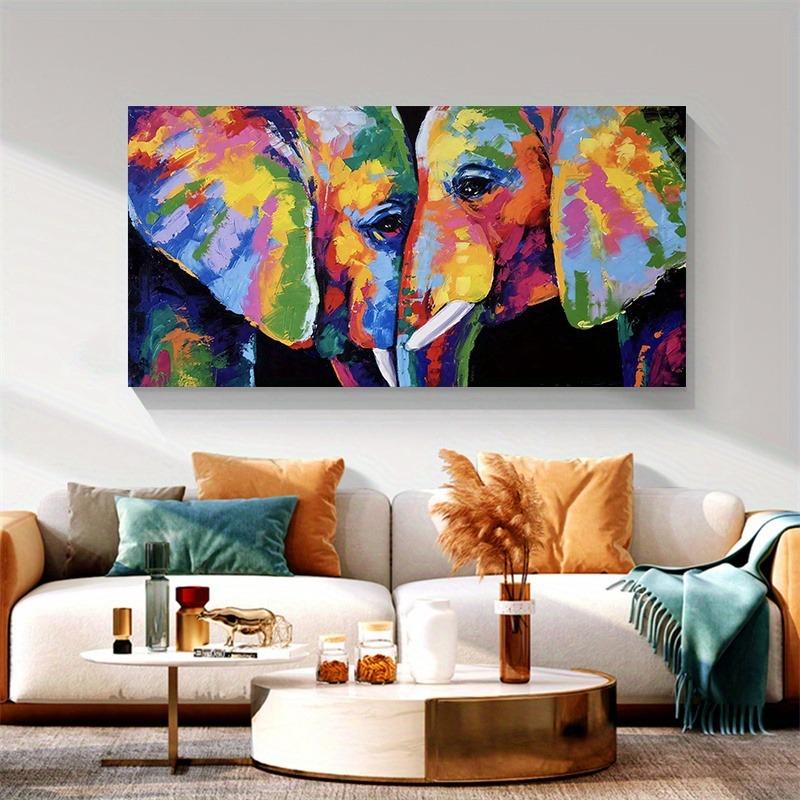 

Абстрактная красочная картина на холсте с изображением слона, постеры и принты «Лебединая любовь», граффити, животные, настенное искусство, картины для современной гостиной, Cuadros Decor 50x100cm