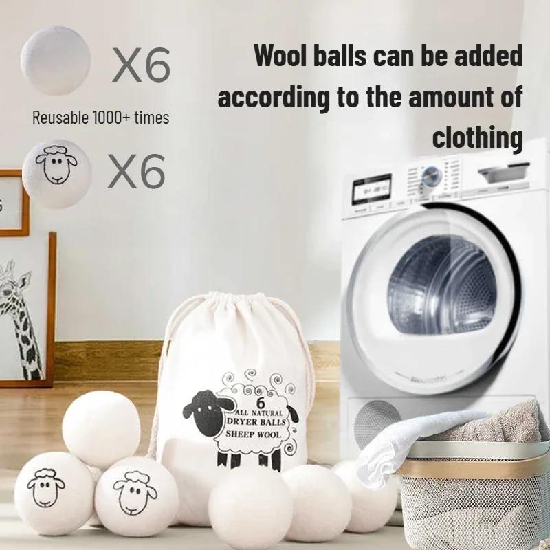 Reusable Anti-Wrinkle Dryer Balls Set, Special Non-Tangle Laundry Balls for Effective Wrinkle Prevention, Wool Dryer Discs for