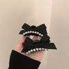 2PCS Bow Pearl Small Hair Claw Clips Women Girls Black Ponytail Holder Crab Clamps Barrettes Clips Hairpin Hair Accessories Set