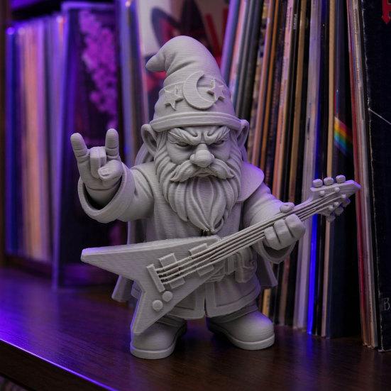 Huaqianguhh Funny Rocker Gnome Figurines, 3D Printed Musical Figurine with Guitar, Garden Decoration, Statue, Gift for Music Lovers