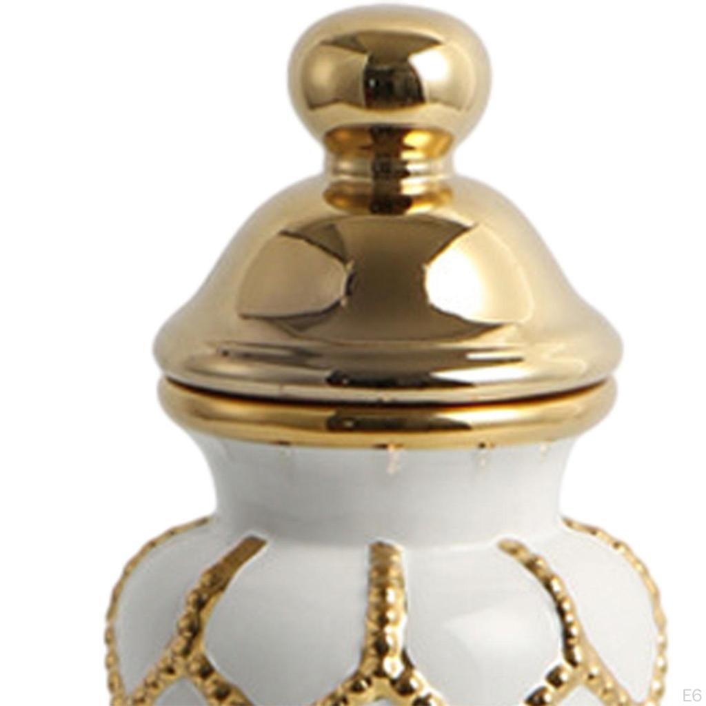 Ceramic Tea Canister Tin Porcelain Ginger Jar Floral Arrangement Chinese Storage Pot Temple for