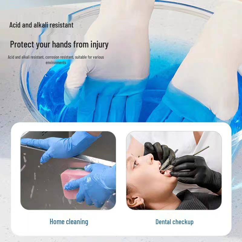 Food Grade Disposable Nitrile Gloves - Waterproof & Oil-proof for Catering, Home, Beauty, Hairdressing, Nail Art, Tattoo