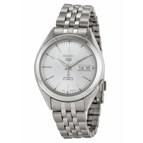 

Seiko 5 SNKL15 Men s Stainless Steel Silver Dial Automatic Watch, Modern Design