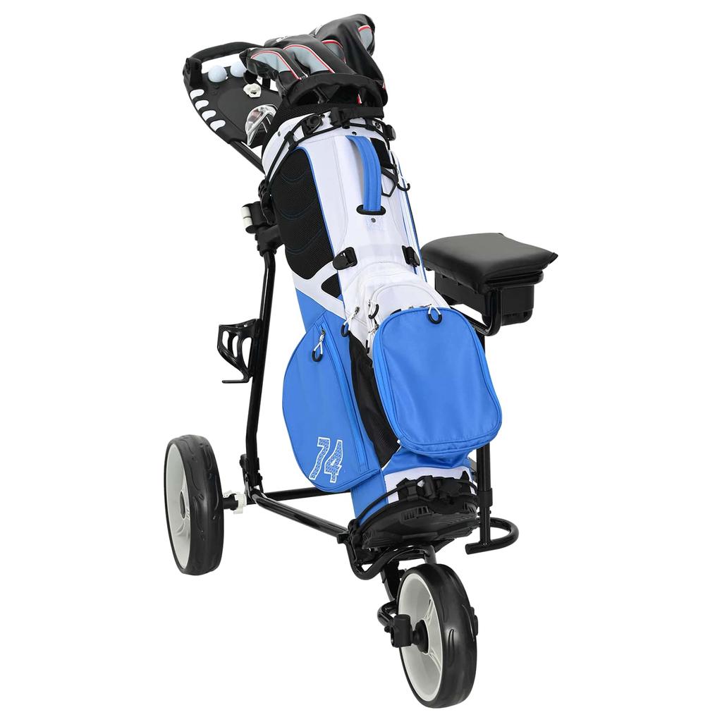 Golf Dolly with Seat Black and White 100 x 60 x 130 cm Iron