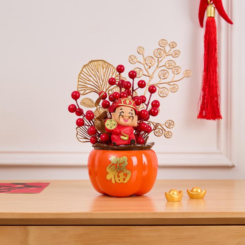 Year of the Horse Persimmon Bucket Spring Festival Blessing Bucket New Year Decoration Supplies New Year Living Room Decoration Festive