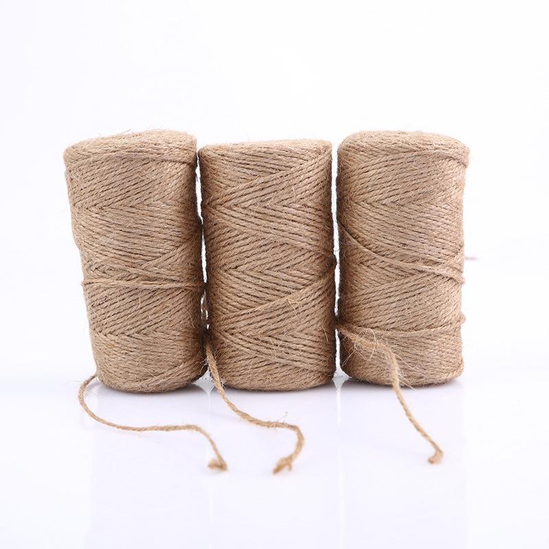 100M 1mm 2mm 3mm Naturalny sznurek jutowy Juta sznurek sznurek konopny sznurek sznurek do pakowania prezentów świąteczne artykuły imprezowe i imprezowe