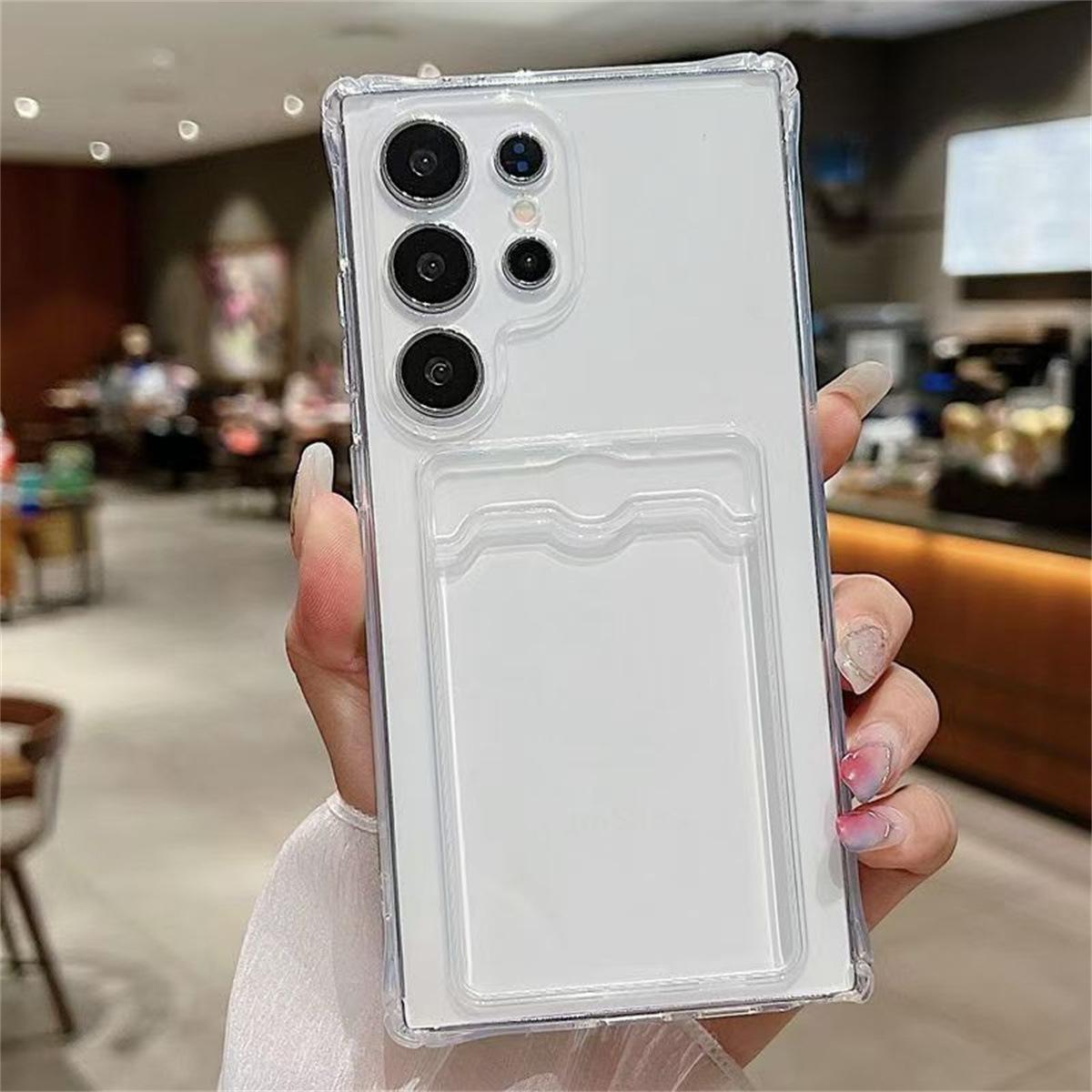 

Чехол-держатель для карт для Samsung Galaxy S25 Ultra S24 Plus S23 FE S22 S21 Note 20 A55 5G A35 A15 A25 A16 A06 A05 A05S Кошелек Прозрачный чехол для телефона Аксессуары S25 Ultra чистый