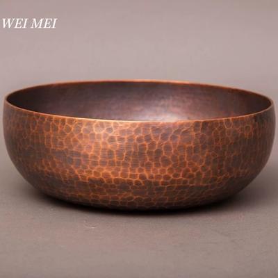 Vintage Thickened Copper Bowl,Handcrafted Hammer Texture Picnic Soup Salad Bowl,For Home Portable Brass Fruit Plate Tableware