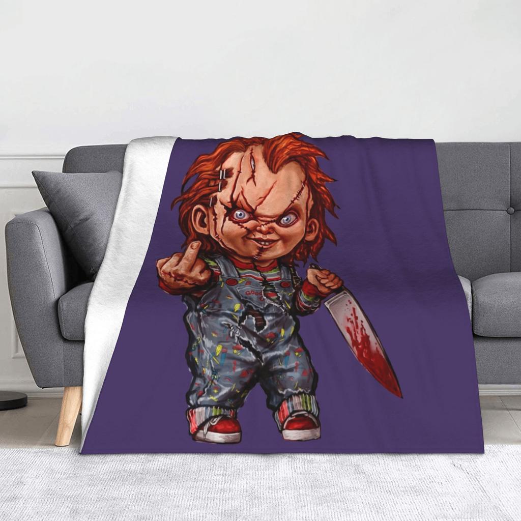 Horrorfilm Scream Fleecedecke Child of Play Chucky Gothic Decken für Sofa Reise Super Warm Plüsch Dünne Steppdecke