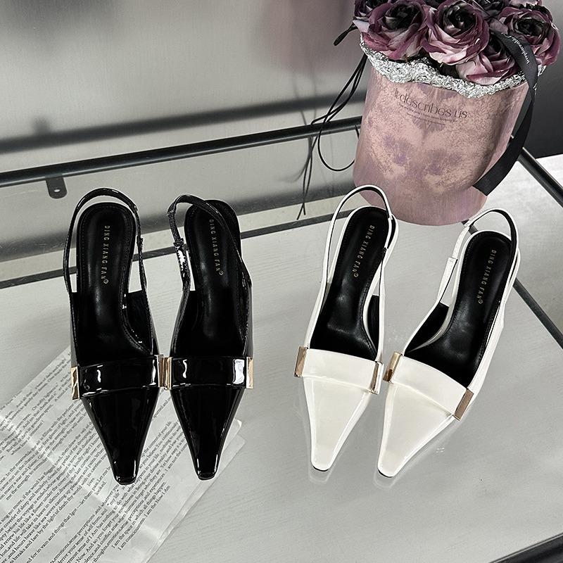 High-heeled sandals women's spring and summer thin heels sexy temperament socialite patent leather versatile back empty wear bag head shoes