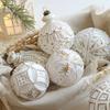 White Gold Christmas Ball Ornament Matte Retro Light Luxury Snowflake Hanging Pendant for Christmas Tree Decorations