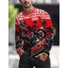 Men's 3D Printed Long-sleeved T-shirt Breathable Casual Sportswear, Round Neck Regular Style, Suitable for Leisure