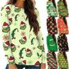 Women's Shirts Christmas  Print Long Sleeve Round Neck Basic Tee Top T-shirt