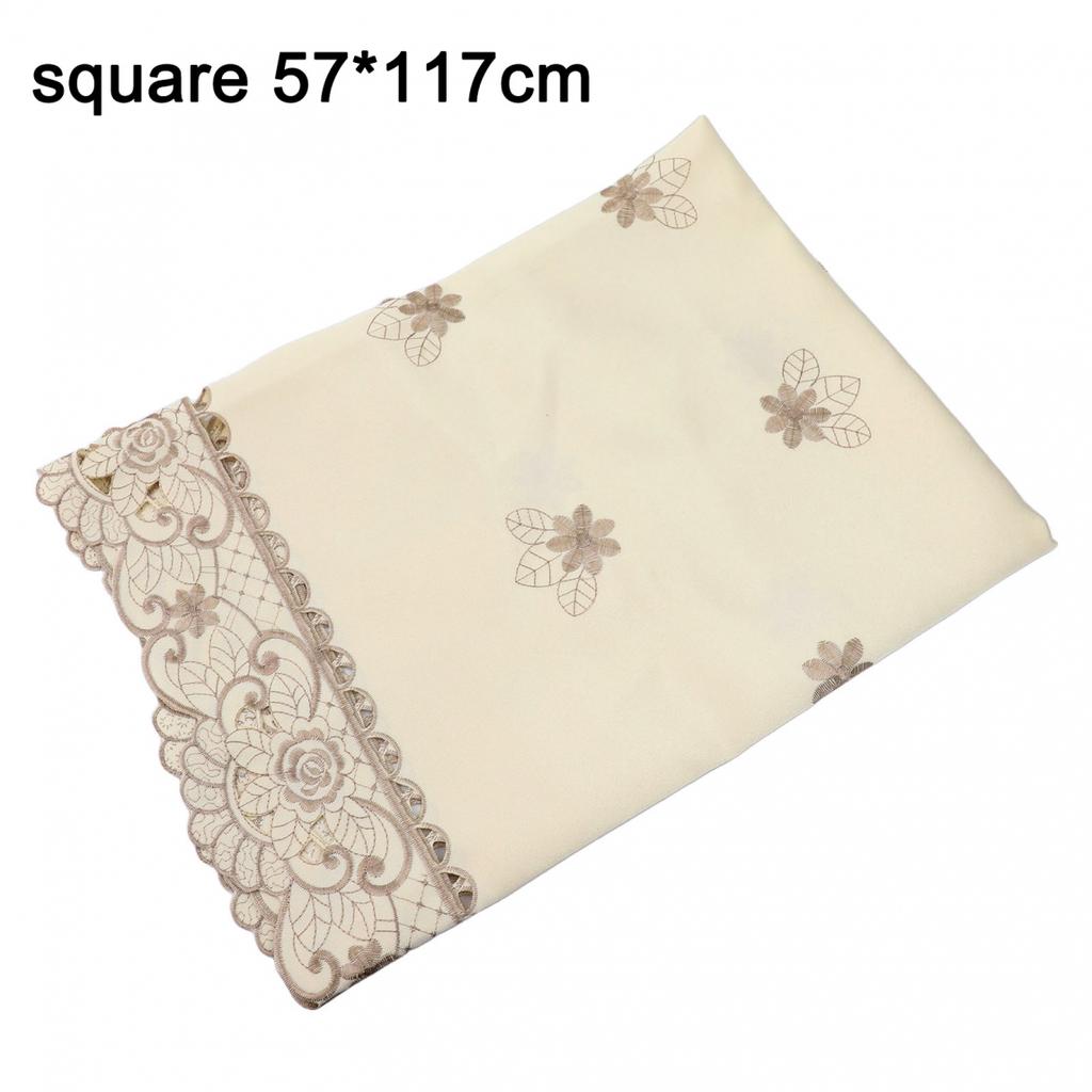 White Tablecloth Embroidered Table Cloth Satin Fabric