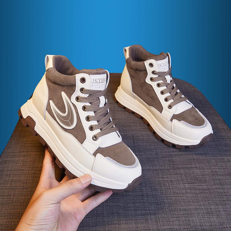 Leather dad shoes women's 2025 autumn new Forrest Gump casual sports shoes women's fashion versatile high-top shoes children