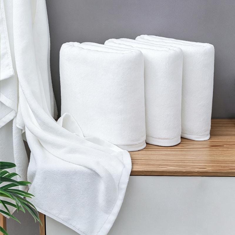 Extra Large Pure White Cotton Bath Towel: Ideal for Hotels, Guesthouses, B&Bs, Salons, and Clubs - Custom Logo Available