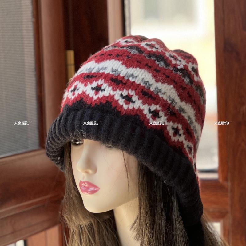 New Bag Hat, a Dual-purpose Hepburn Style Lazy Strap Stacking Hat, Autumn and Winter Fashionable Warm Versatile Wool Hat