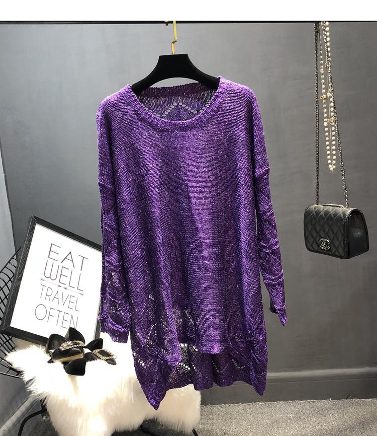 

European Plus Size Sequin Knit Mid-Length Sweater Dress for Women One Size