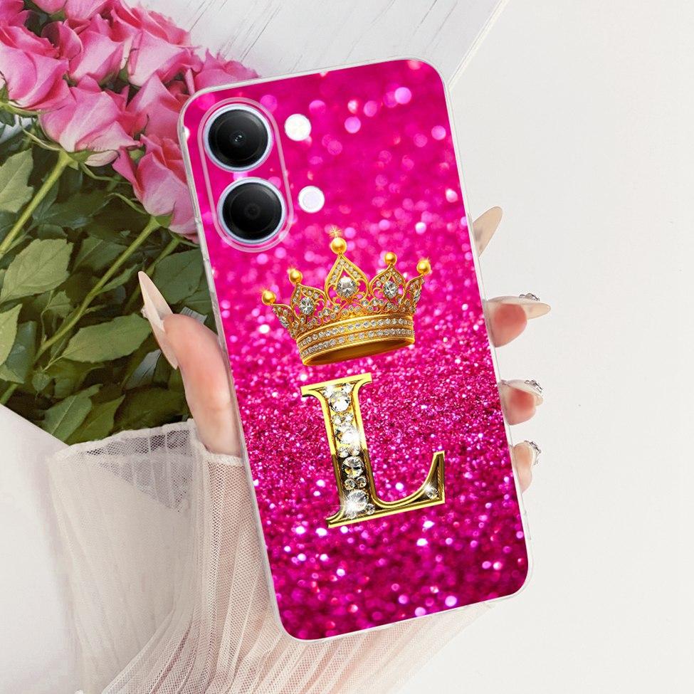 Transparent Case For Vivo Y05 Cover Luxury A-Z Letters Fashion Boys Girls Cool Crown Soft Casing For VivoY05