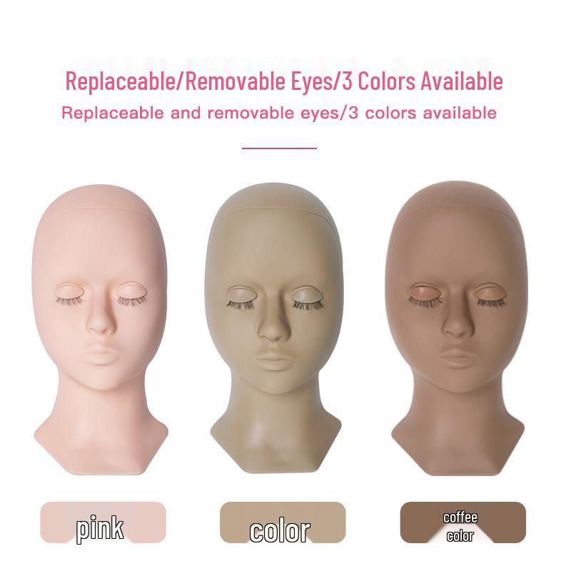 Realistic Silicone Mannequin Head for Eyelash Extension Practice with Removable Eyelids