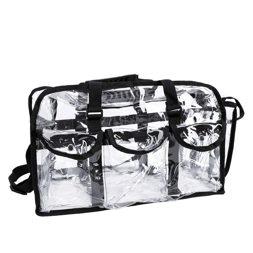 Clear PVC Makeup Bag with 4 External Pockets Tissue Hole Transparent PVC Toiletry Bag for Home Travel Use