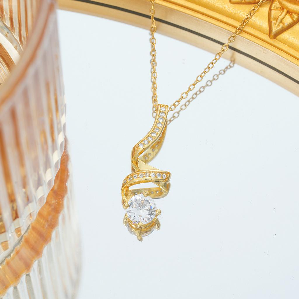 Geometric Lines Rotating Diamond Pendant Necklace for Women