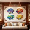 4 Piezas Madera Pez Playa Decoración de Pared Pez Tropical Arte de Pared Animales Marinos Náuticos Escultura Colgante Costera para Baño Sala de Estar Cocina