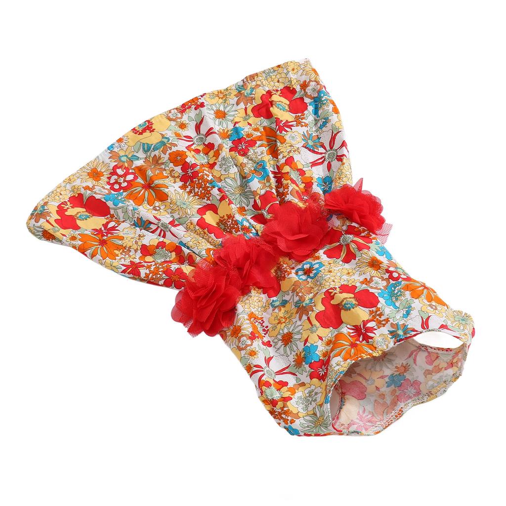 Floral Dog Dress Colorful Flower Pattern Soft Girls Puppy Clothes for Small Dogs Cats Wedding Valentines Daily Wearing S