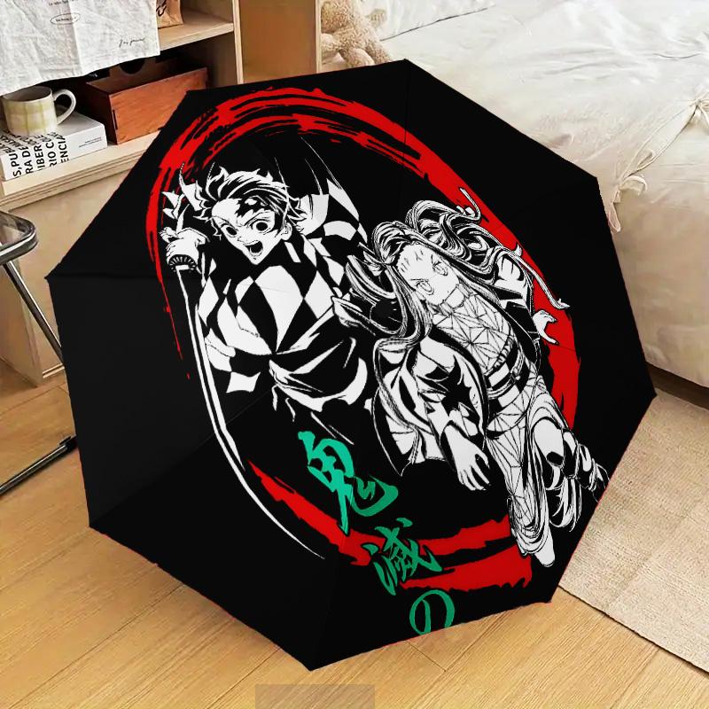 Powerful Demon Anime Automatic Folding Umbrella - 8-Rib Travel Umbrella with Auto Open/Close & Portable Gifts for holidays or birthdays