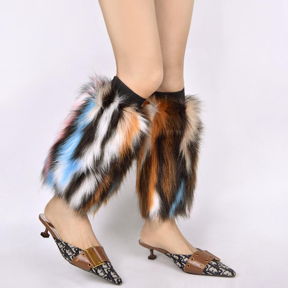 Faux Fur Furry Leg Warmers Sweet Thicken Warm Leg Cover Fashion Long Tube Stockings  Spicy Girls