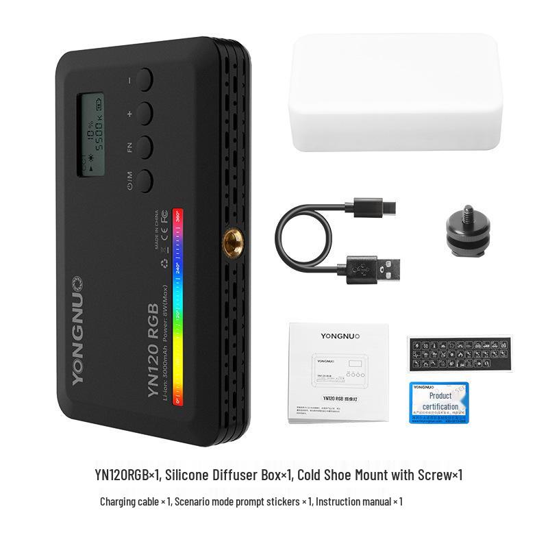 

Yongnuo YN120RGB Portable RGB Pocket Light with Adjustable Color Temperature for Live Broadcast, LED Fill, Vlog, and Atmosphere Lighting