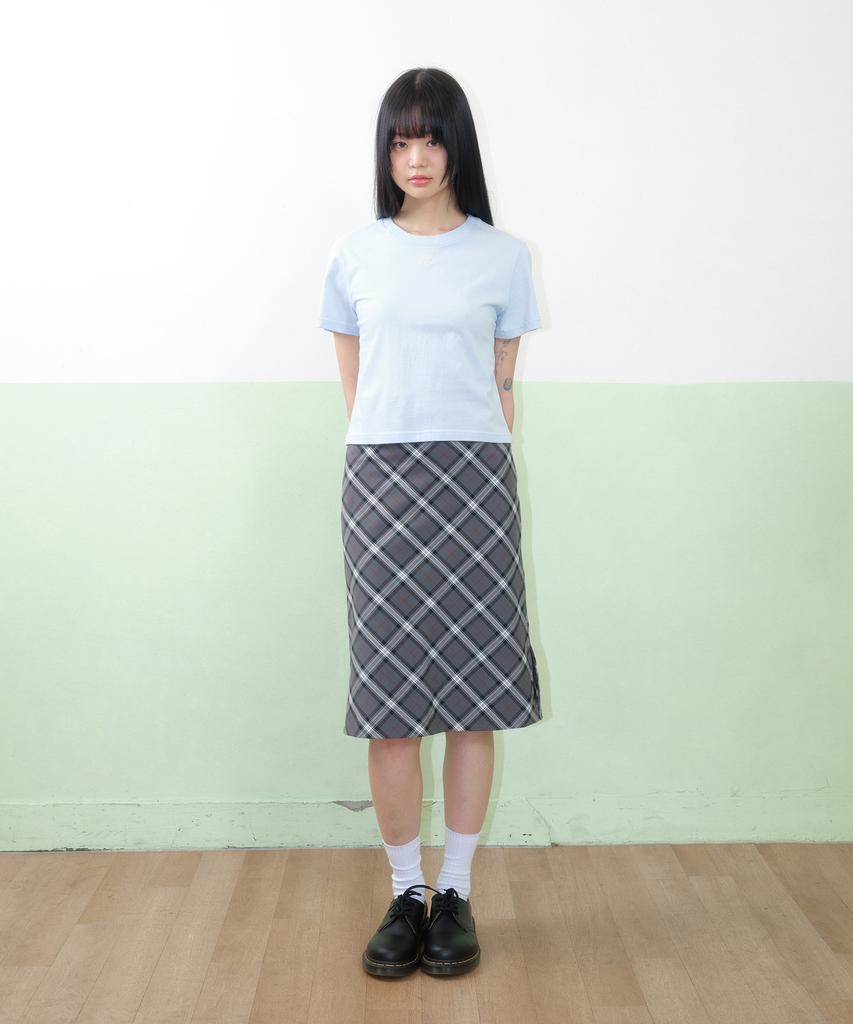 AMES-WORLDWIDE Basic Small Logo Crop Tee Blue