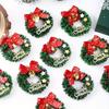 10Pcs/pack Golden Bells Home Party with Red Bows Mini Artificial Wreaths New Year Supplies Christmas