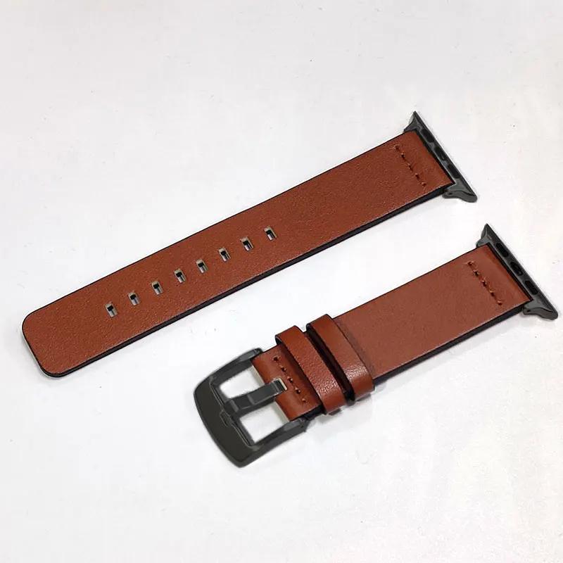 Simple Genuine Leather Straps for Apple Watch Series 9 8 7 6 SE 5 4 3 Bracelet 38/40/41mm 42/44/45mm Watchbands for Iwatch Strap