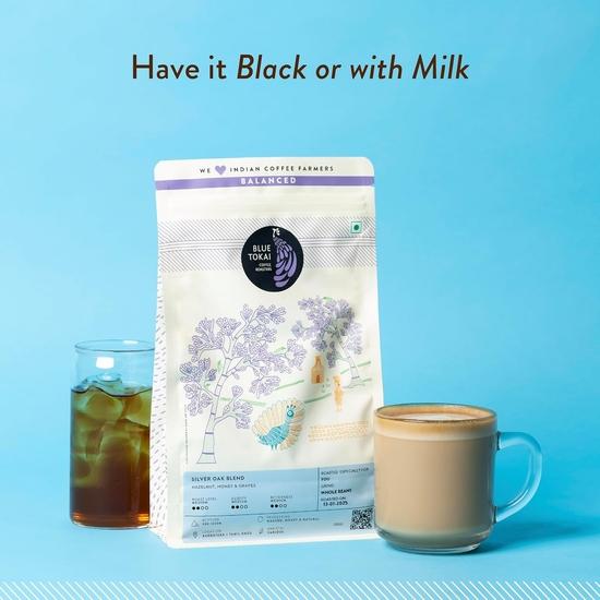 Blue Tokai Coffee Roasters Silver Oak Cafe Blend - Medium Roast | Turkish Grind 500G Pouch | Rich & Smooth Coffee Blend | 100% Arabica Beans