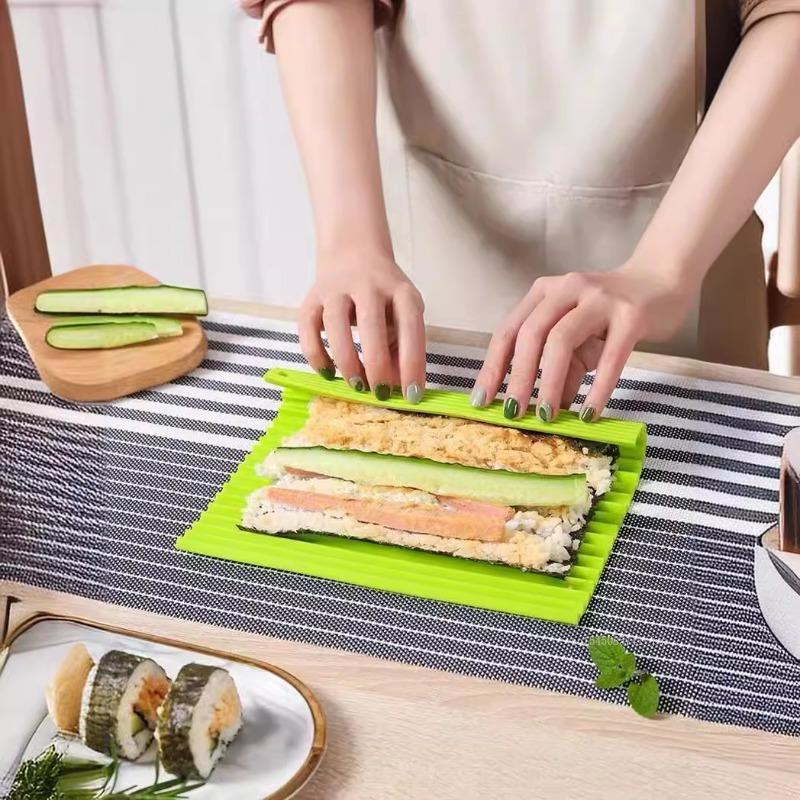 Silicone Hand Roll Sushi Rolling Curtain Mold Easy To Clean No Mildew Sushi Mat Portable Rice Vegetable Sushi Roll Tools