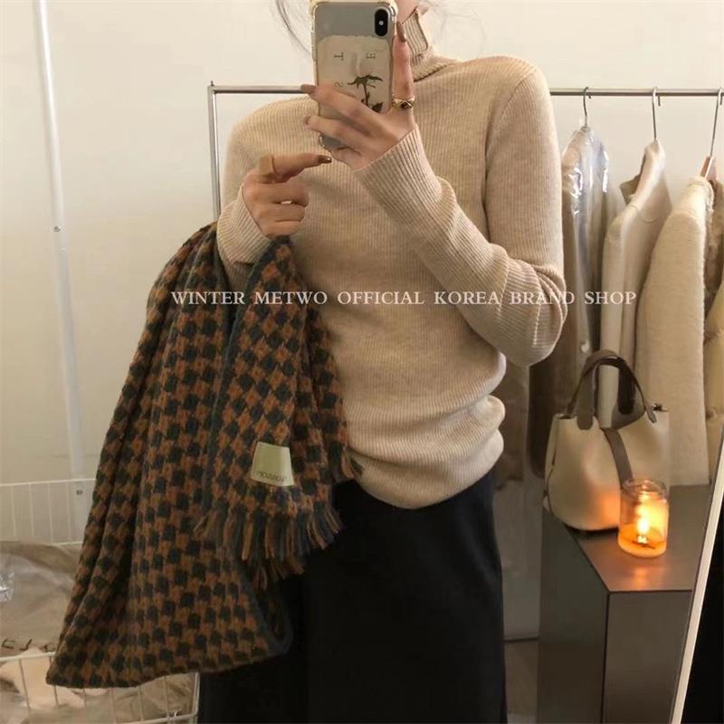 Soft Glutinous Plaid Ins Scarf for Women Winter New Korean Style Good Match Student Shawl Warm Scarf Christmas
