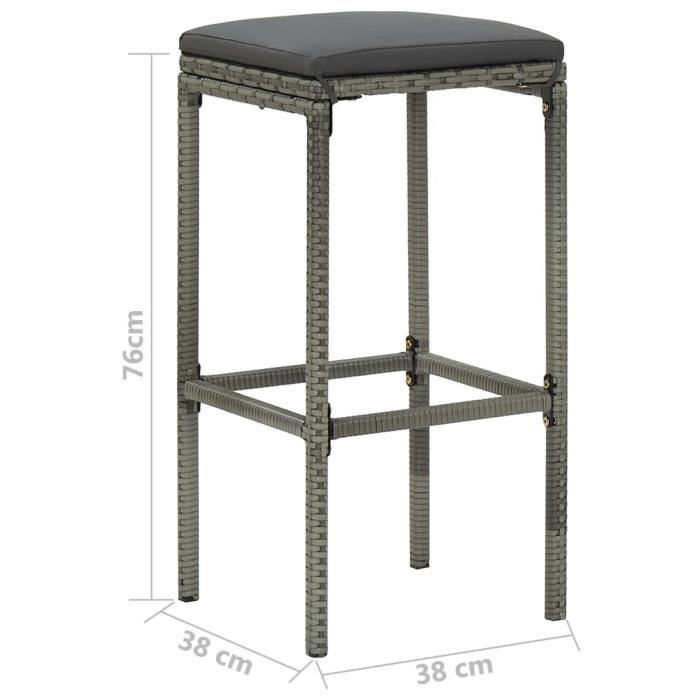VidaXL Garden Bar Set 5 Pcs and Cushions Wicker Resin Grey