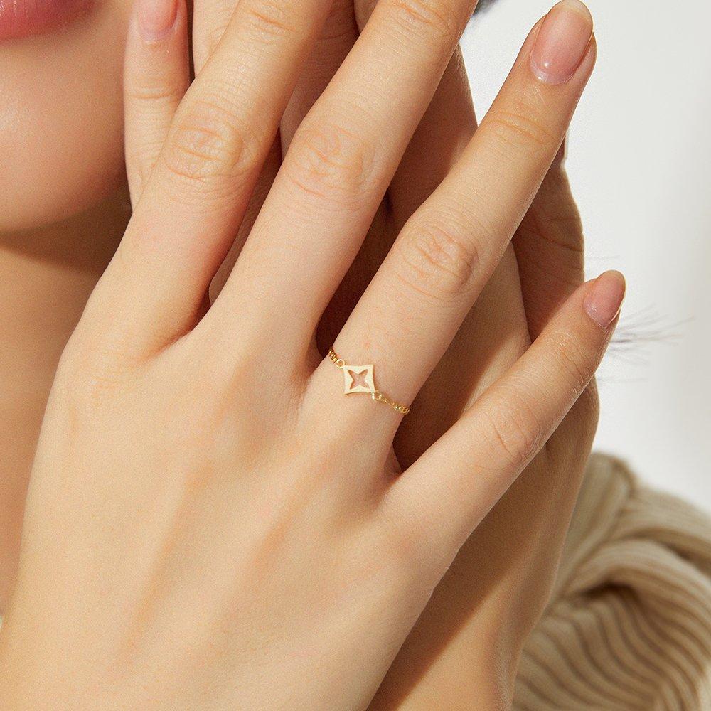 14K Ivy Charm Chain Gold Ring