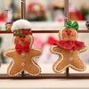 Cute Christmas Party Favors Gingerbread Man Pendant, Non-woven Fabric Hanging Ornament with Lanyard Holiday Gift for Tree Decoration, Festive
