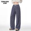 TonLion Women's Plaid Straight-Leg Casual Pants