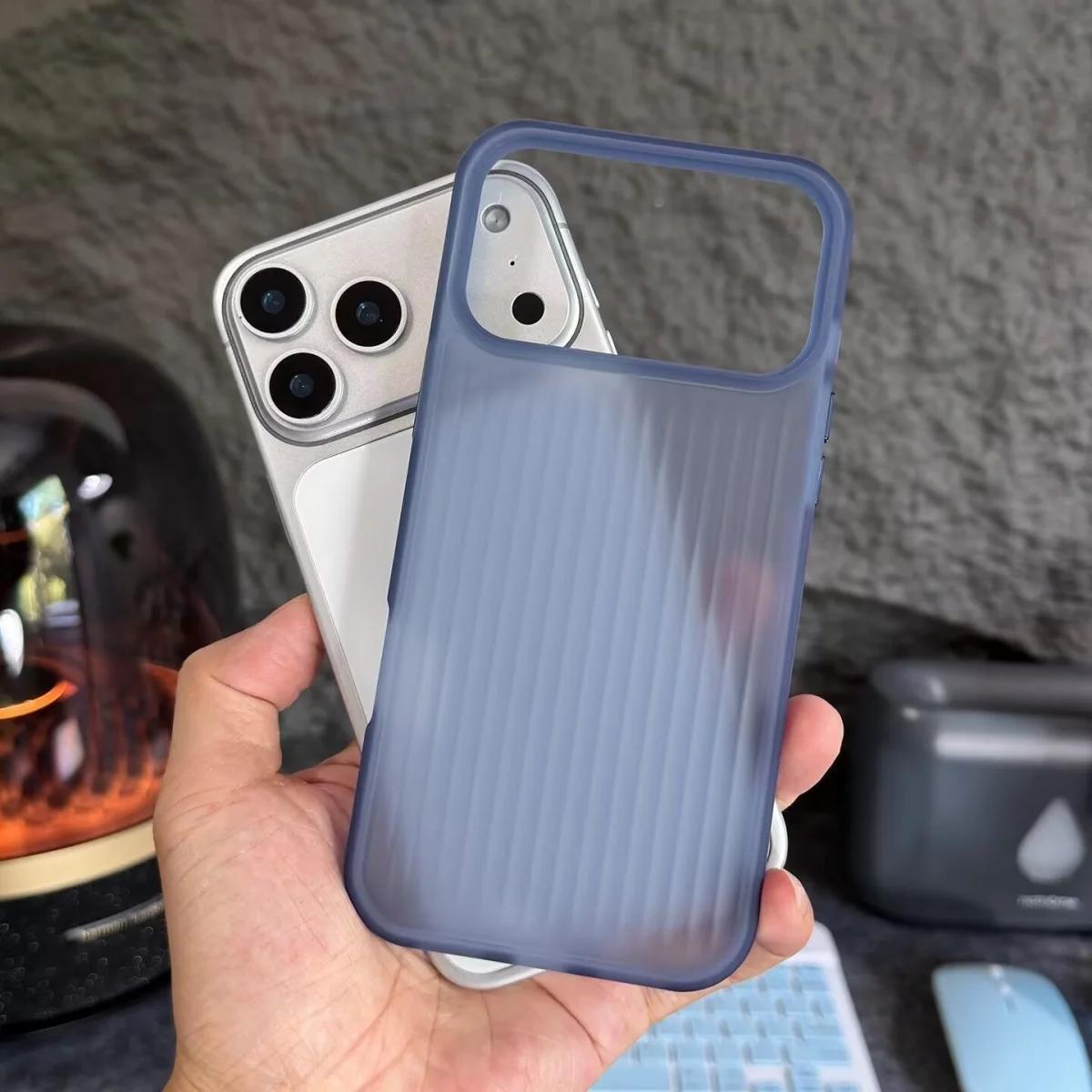 

Stripe Corrugated Luggage Pattern Translucent Phone Case For iPhone 17 Air 16 15 14 13 12 Pro Max Frosted Shockproof Armor Cover iPhone 12 Pro